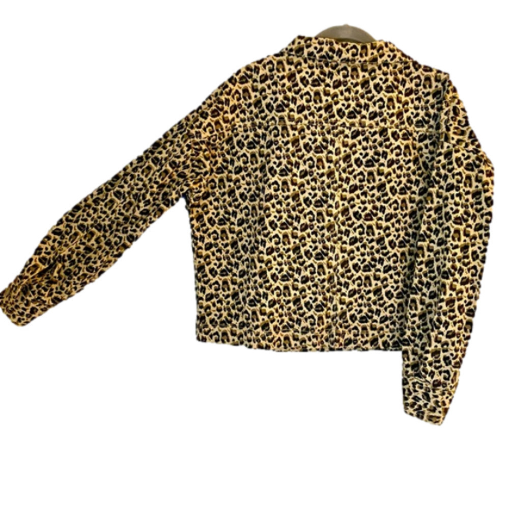 ANNA CAI NY Short Jacket Animal Print Long Sleeve Tan Black Cream Women Size L - Picture 2 of 11